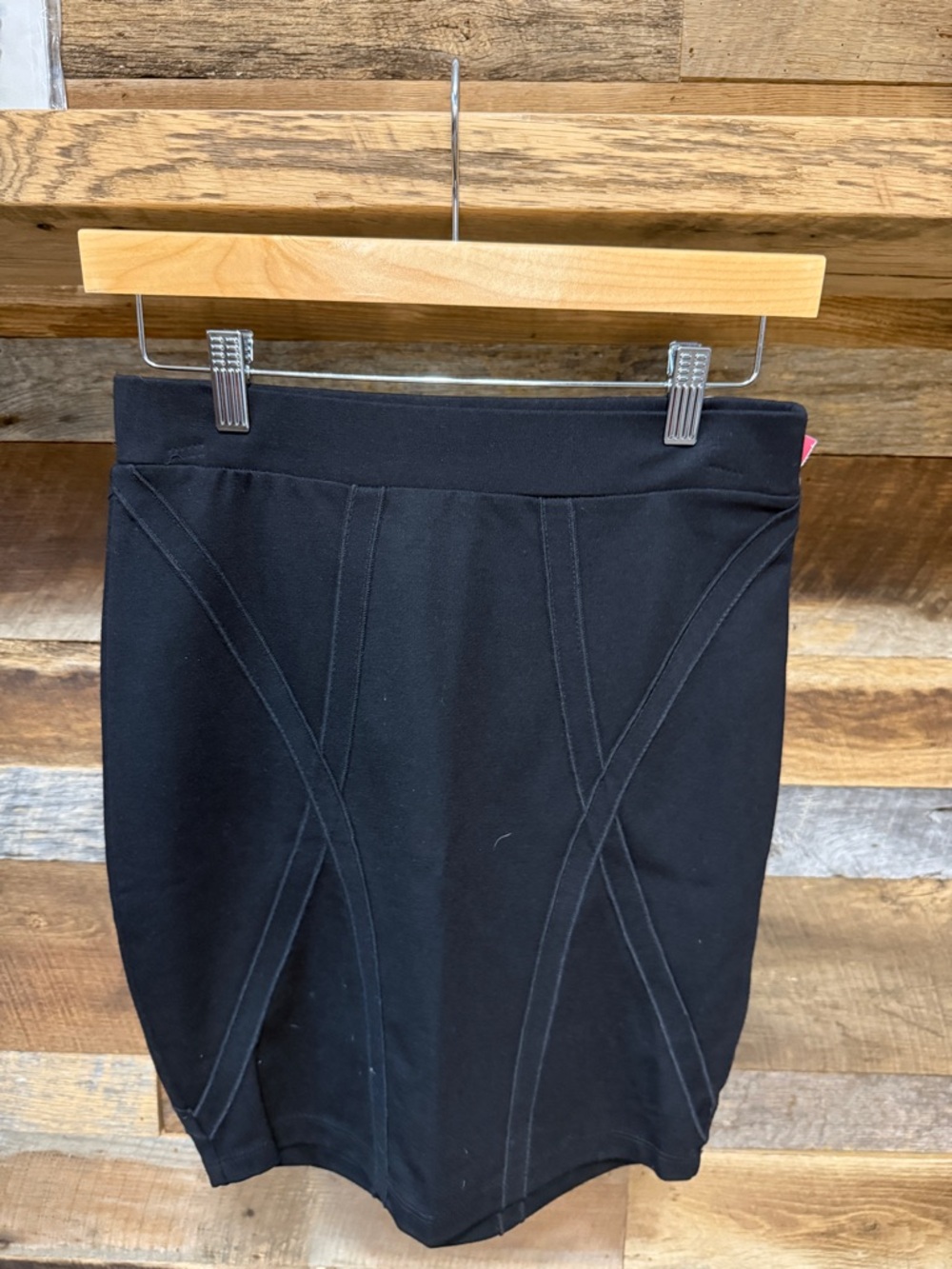 bebe Black Ponte Pencil Skirt with Panel Stitching